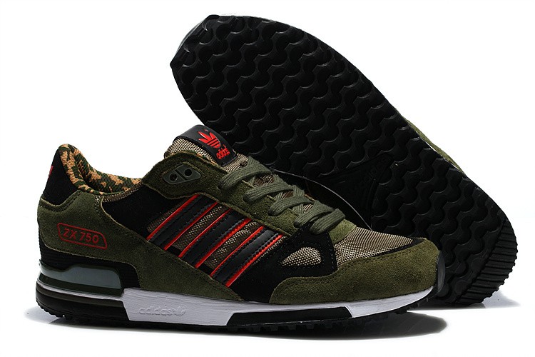 Mens Adidas Originals ZX750 trainers camouflage D67638 Army green